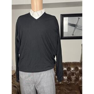 Brunello Cucinelli Black Cashmere Wool Blend V Neck Sweater 54/Large Luxury Men